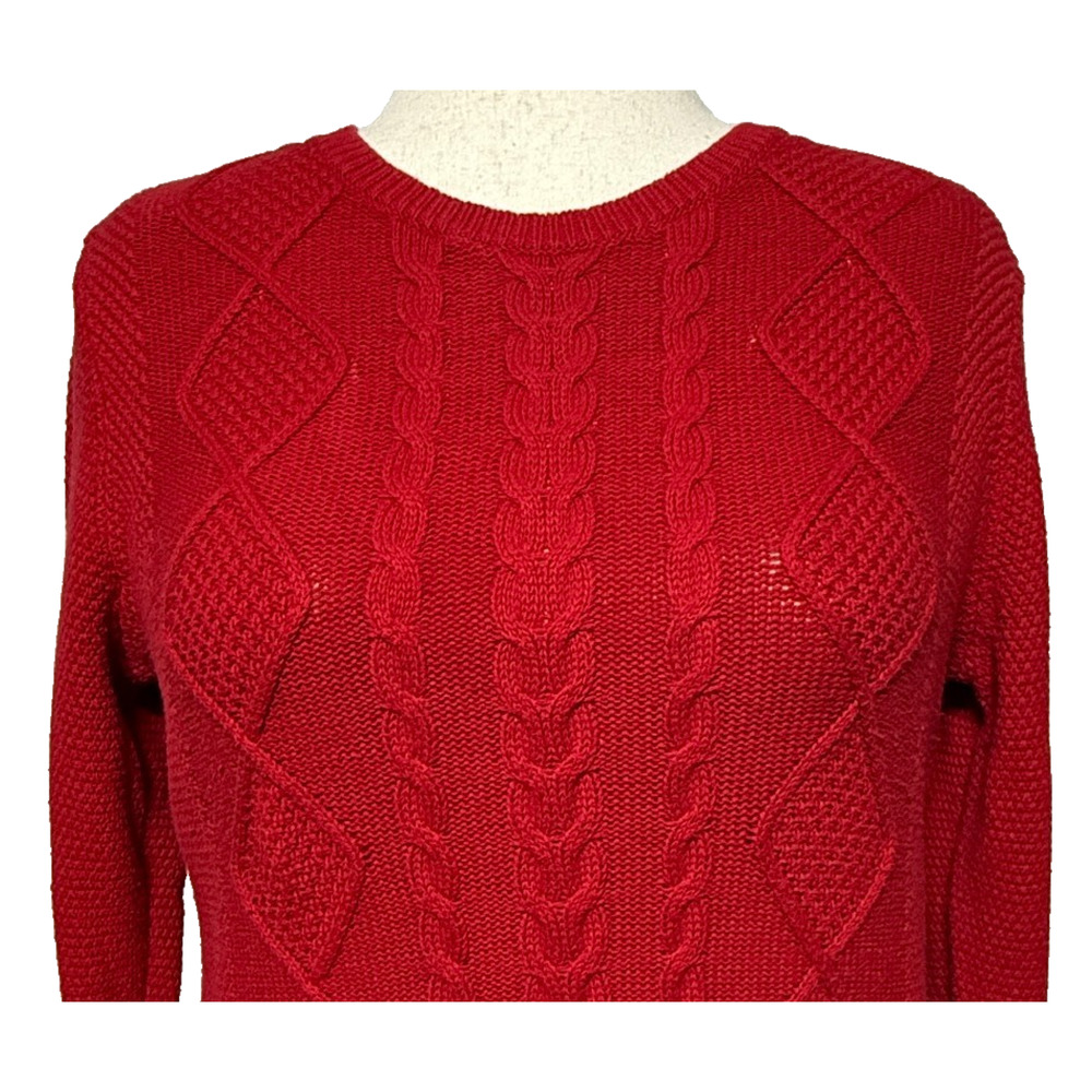 Pendleton Sweater Womens XL Red Cable Knit Cashmere Blend‎ Christmas Holiday
